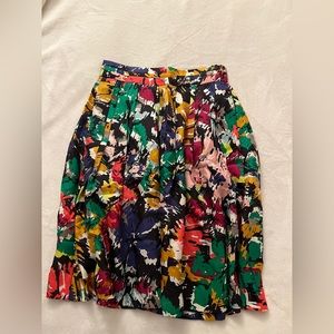 Women's Double-pleated Midi Skirt In Colorful Brushstroke Print by J.Crew size 0
